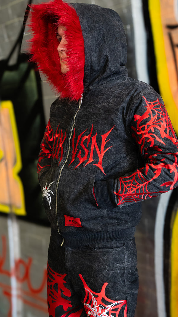 Denim Spider Hooded Jacket
